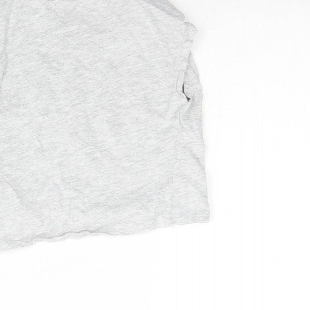 lily & Dan Girls Grey Cotton Basic T-Shirt Size 3 Years Round Neck