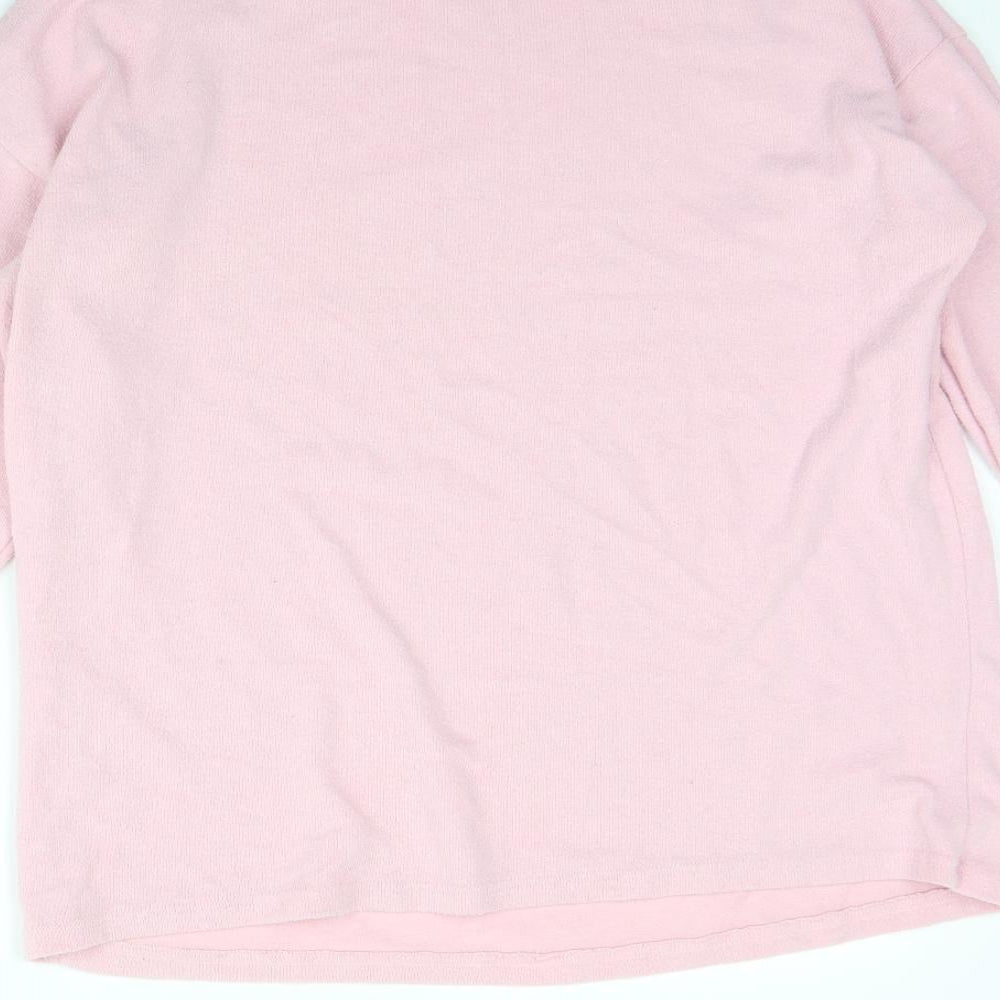 New Look Womens Pink Round Neck Polyester Pullover Jumper Size M