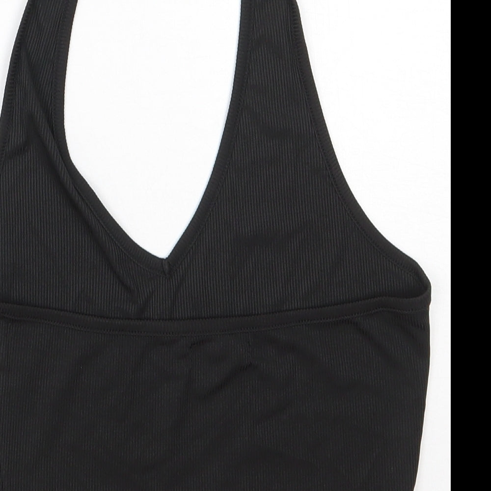ROMWE Womens Black Polyester Cropped Tank Size XS Round Neck