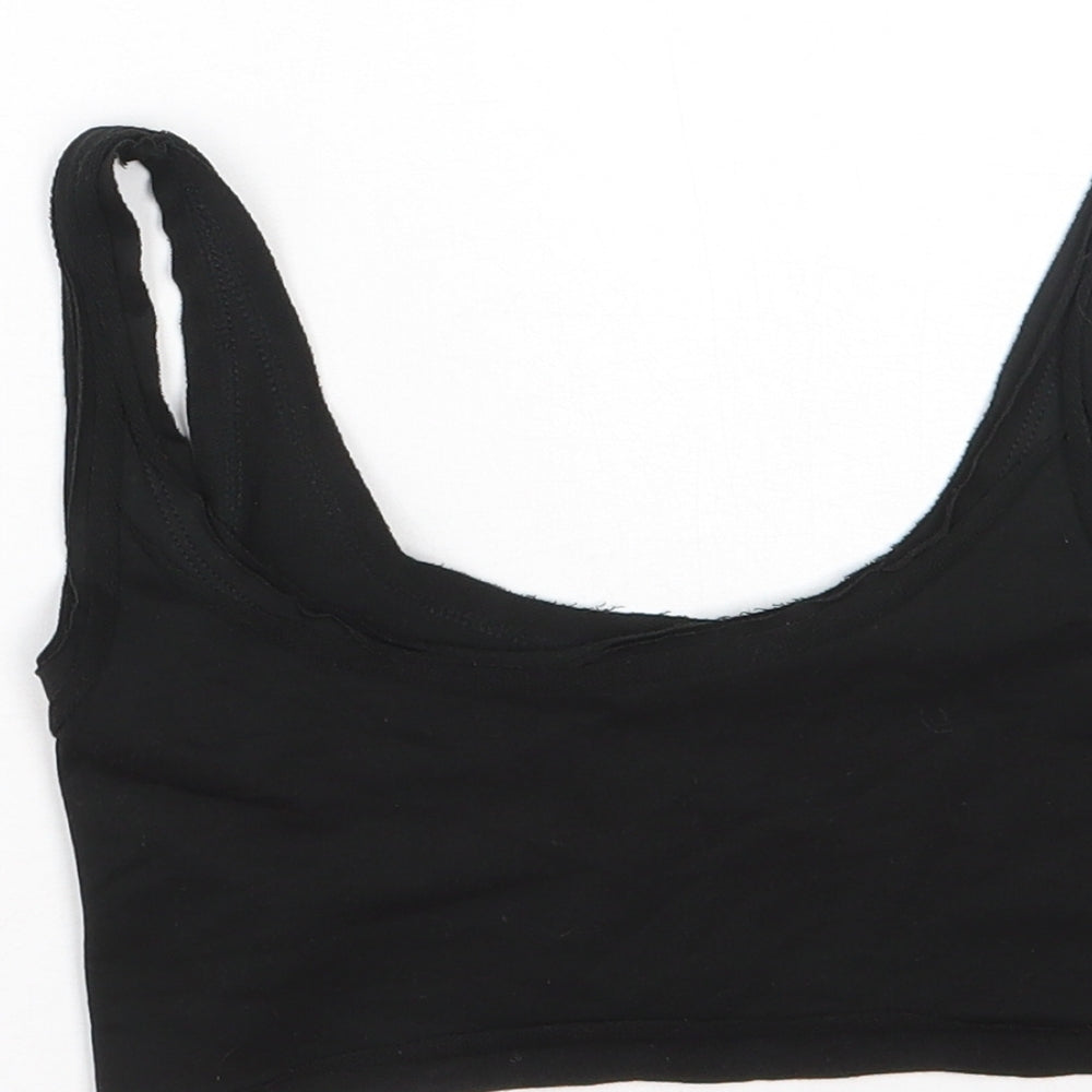 SHEIN Shien Womens Black Cotton Cropped Tank Size XS Scoop Neck