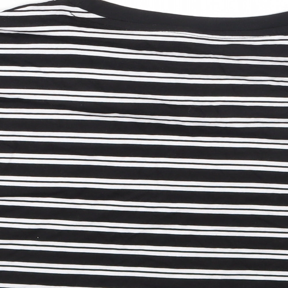 ASOS Womens Black Striped Cotton Cropped T-Shirt Size 6 Round Neck
