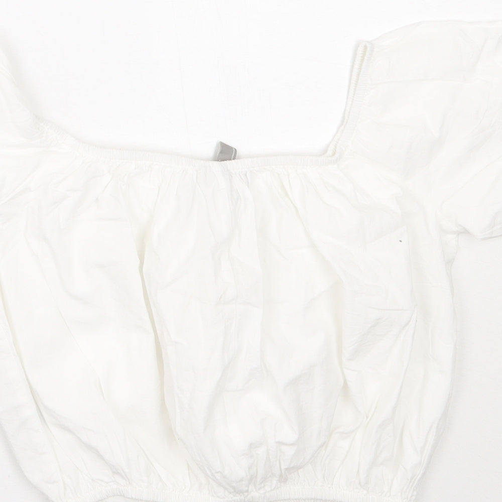 ASOS Womens White Cotton Basic T-Shirt Size 6 Off the Shoulder