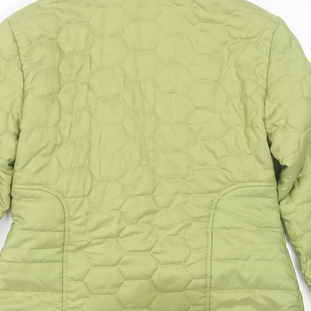 the four seasons london Womens Green Geometric Quilted Jacket Size XS Zip