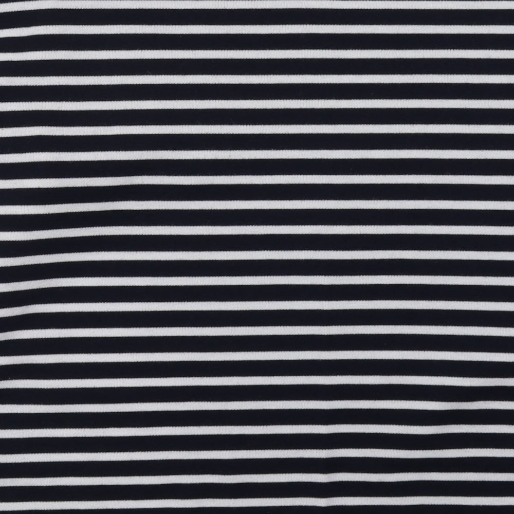 First Avenue Womens Black Striped Cotton Pullover Sweatshirt Size L Pullover