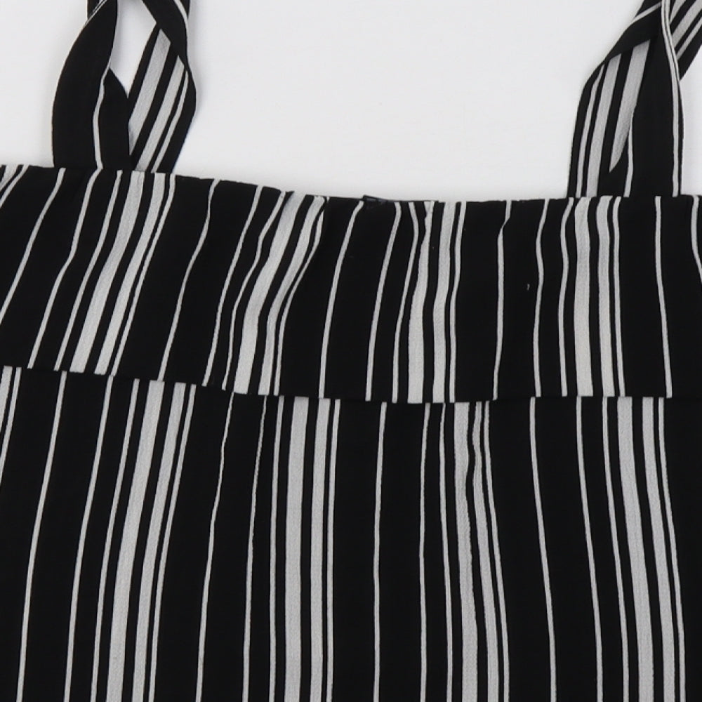 Cameo Rose Womens Black Striped Polyester Basic Blouse Size 12 Square Neck