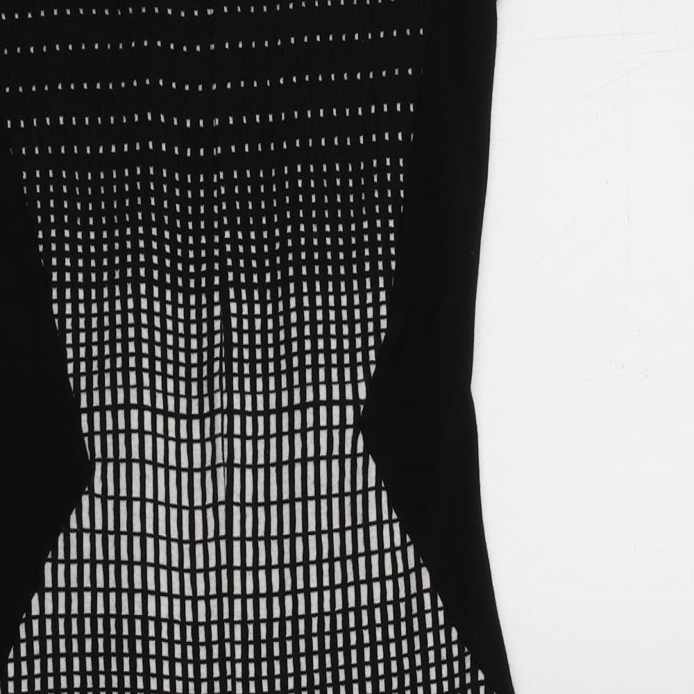 NEXT Womens Black Geometric Cotton Bodycon Size 8 Mock Neck Zip