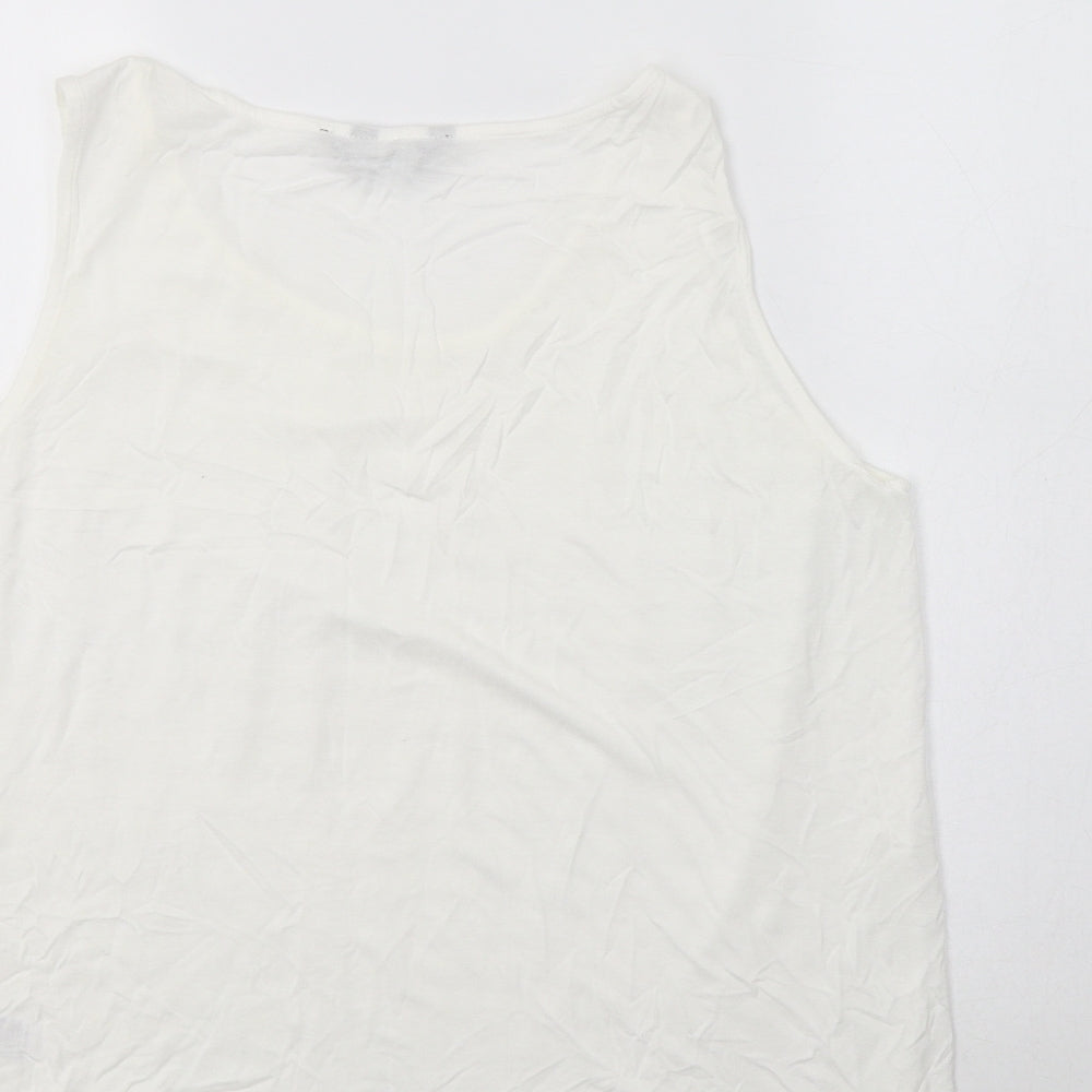 Dorothy Perkins Womens White Viscose Basic Tank Size 16 Round Neck - Lace Overlay