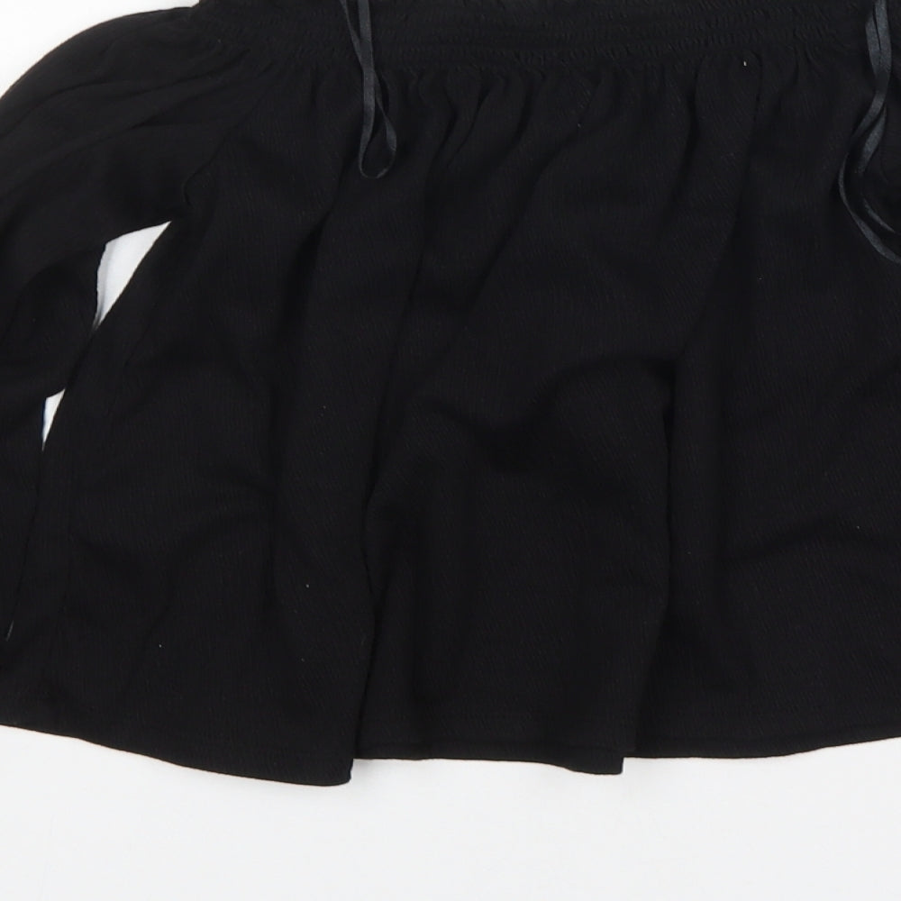 H&M Womens Black Polyester Basic Blouse Size S Off the Shoulder