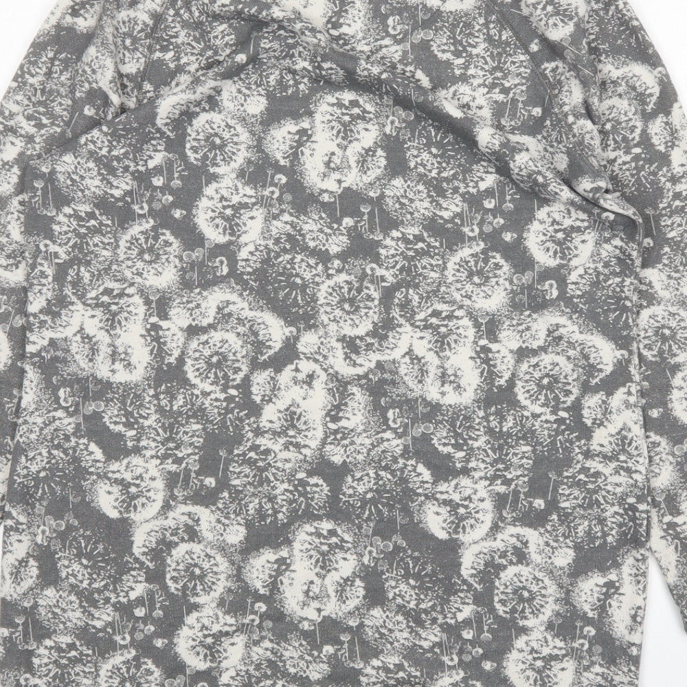 Marks & Spencer Womens Grey Floral Polyester Jumper Dress Size 12 Round Neck