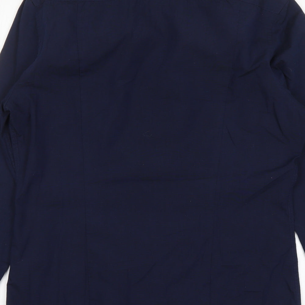 H&M Mens Blue Polyester Dress Shirt Size S Collared