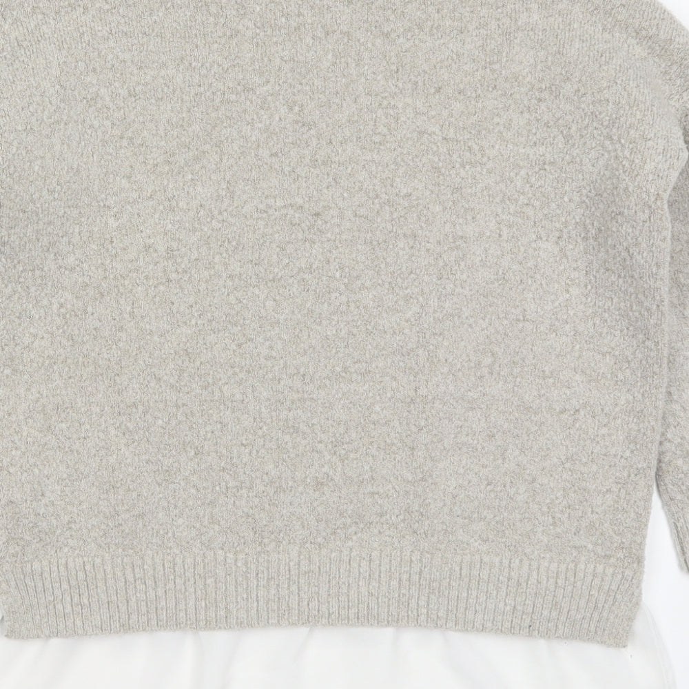 Wallis Womens Grey Round Neck Acrylic Pullover Jumper Size M
