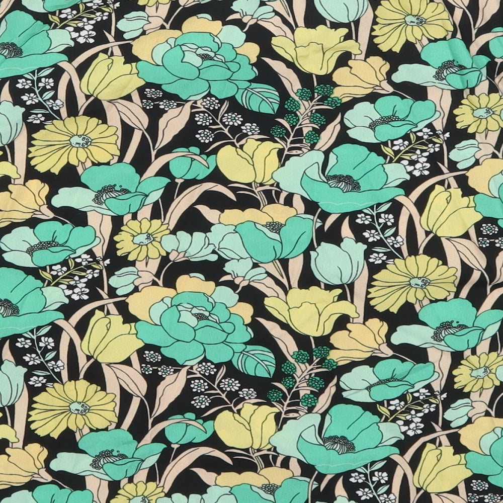 Noisy may Womens Green Floral Polyester Basic Button-Up Size S Collared