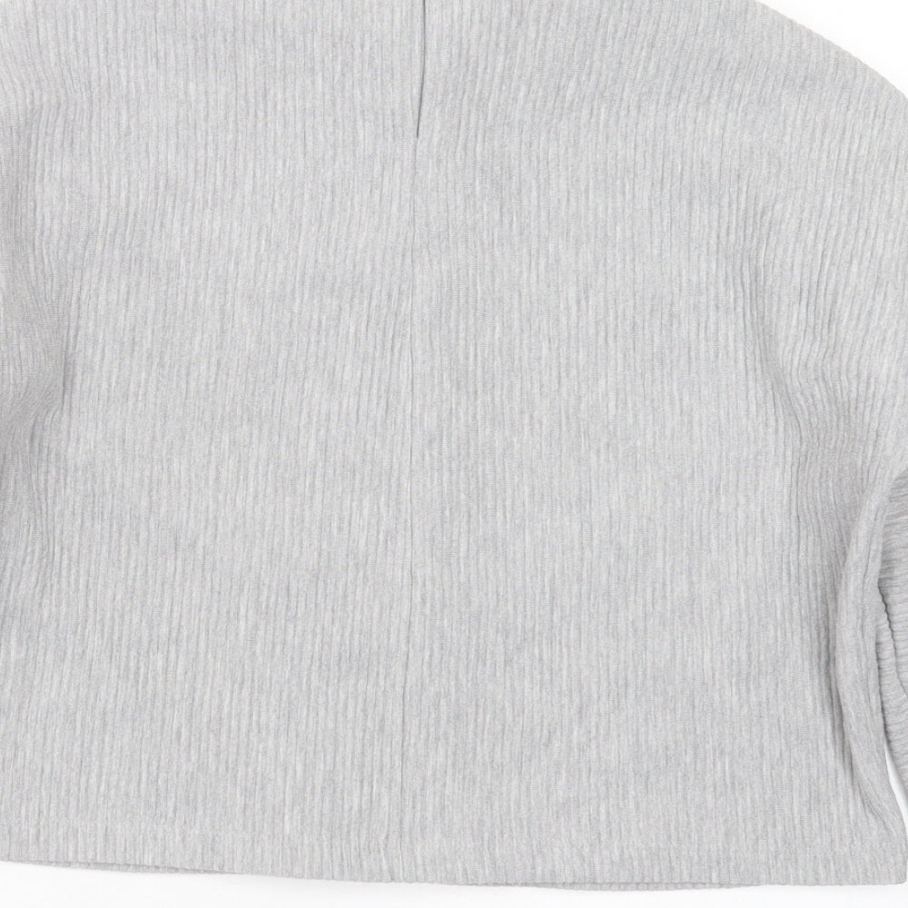 SOULUXE Womens Grey Striped Polyester Pullover Sweatshirt Size M