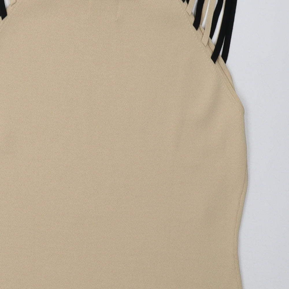 Roman Womens Beige Viscose Basic Tank Size M Square Neck