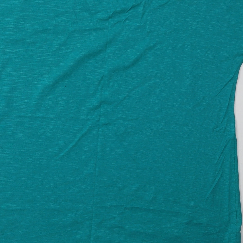 Encuentro Womens Green Cotton Basic T-Shirt Size M Boat Neck
