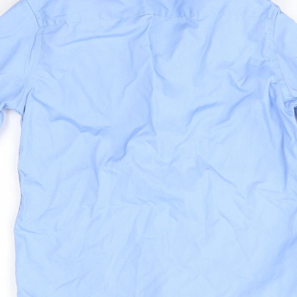 Marks & Spencer Boys Blue Cotton Basic Button-Up Size 8-9 Years Collared - School