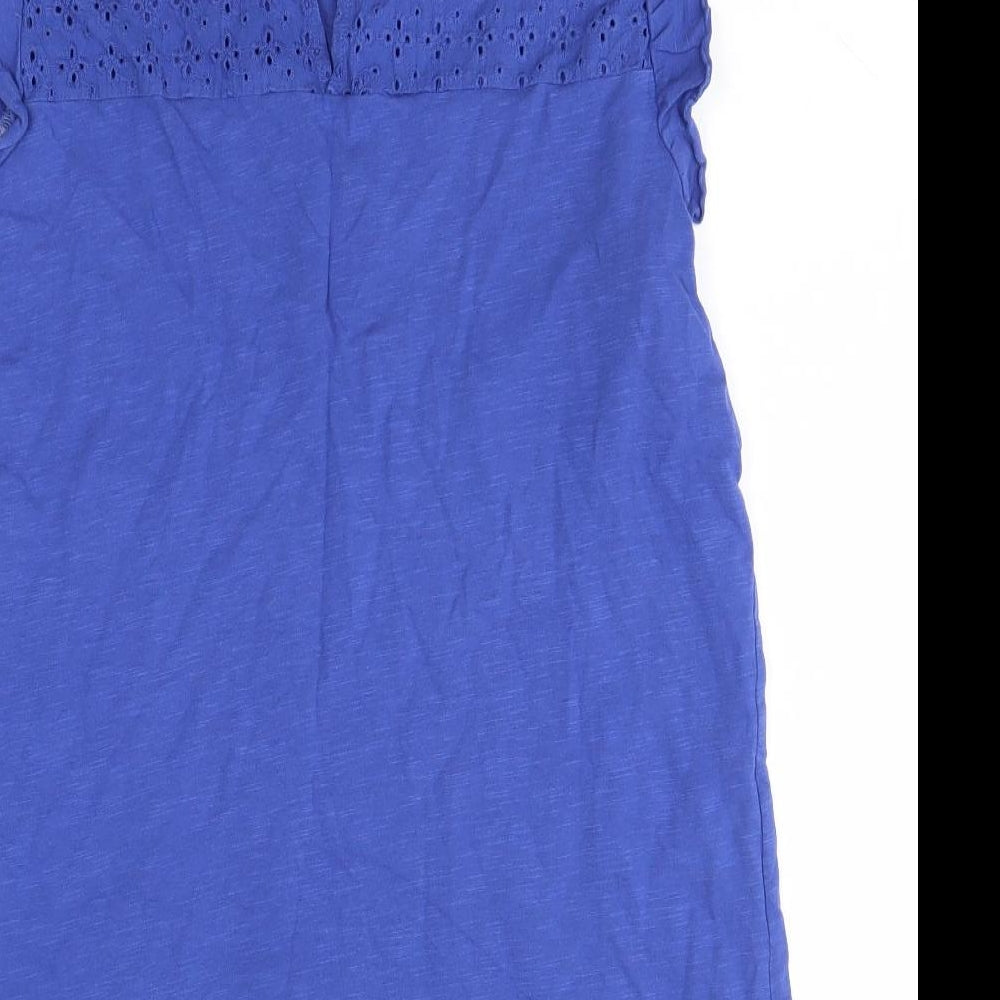 Mama Licous Womens Blue Cotton Basic Blouse Size M Round Neck