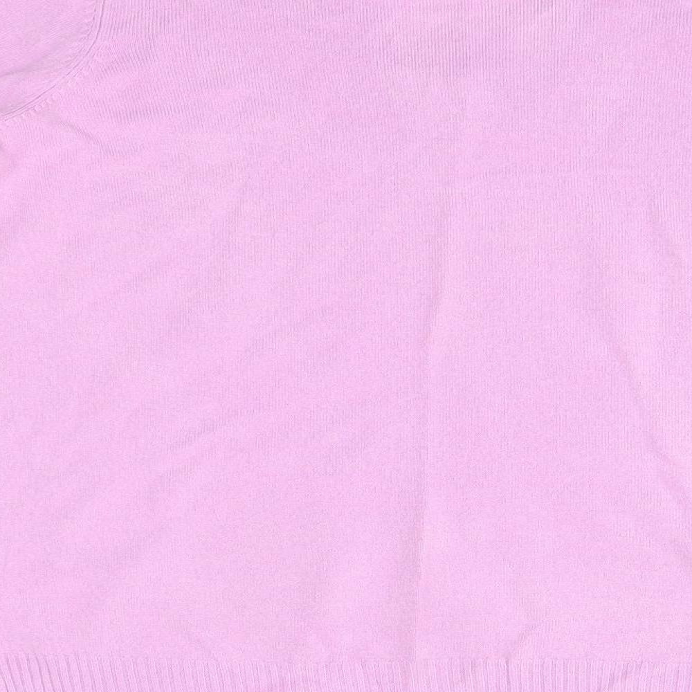Marks & Spencer Womens Purple V-Neck Acrylic Pullover Jumper Size 12