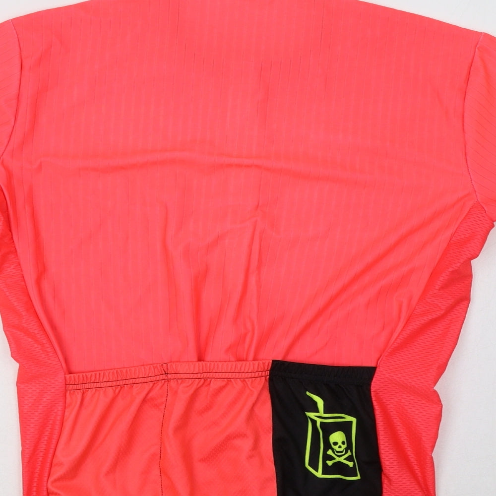 Pirate Juice Womens Pink Basic T-Shirt Size L Crew Neck Zip