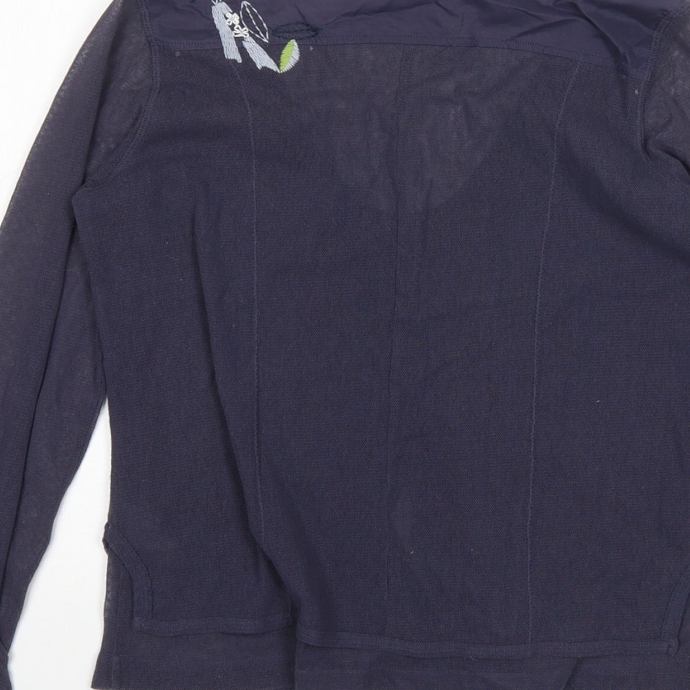 Sandwich Womens Blue Scoop Neck Floral Polyester Cardigan Jumper Size L