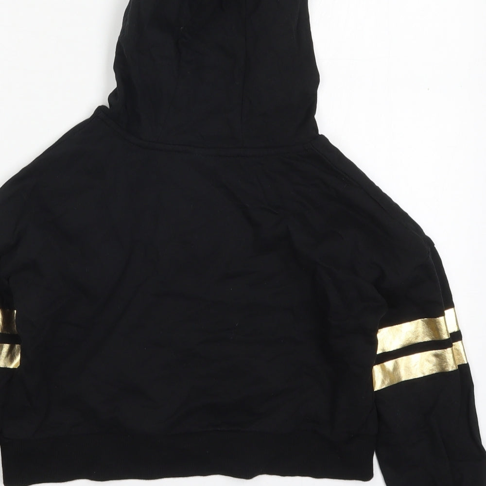 George Girls Black Striped Cotton Pullover Hoodie Size 5-6 Years Pullover - Hearts by Tiana