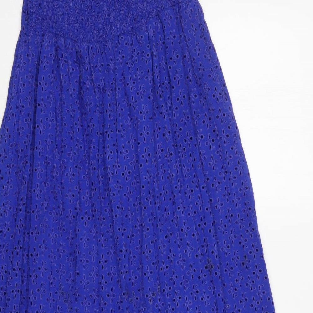 Cecilie Womens Blue Viscose Trapeze & Swing Size S Round Neck Pullover