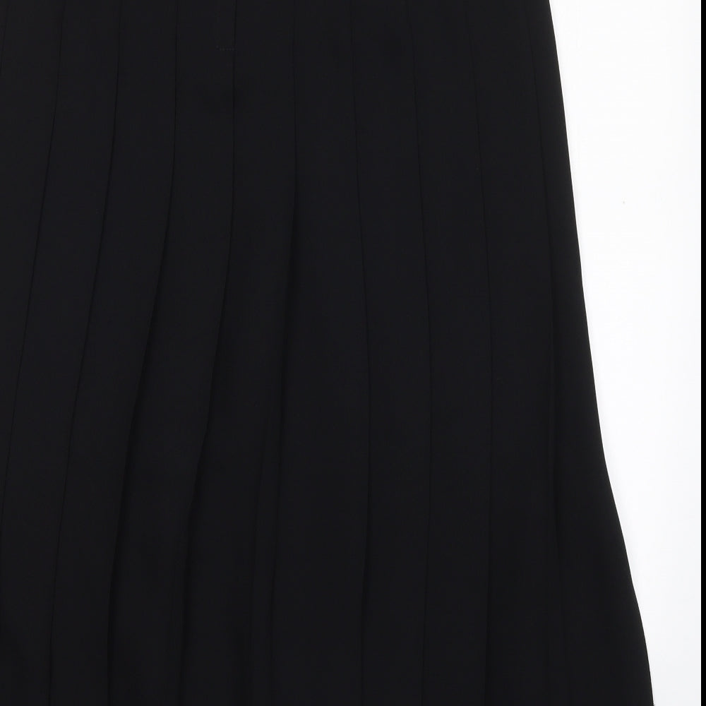 Preworn Womens Black Polyester Pleated Skirt Size 14 Zip