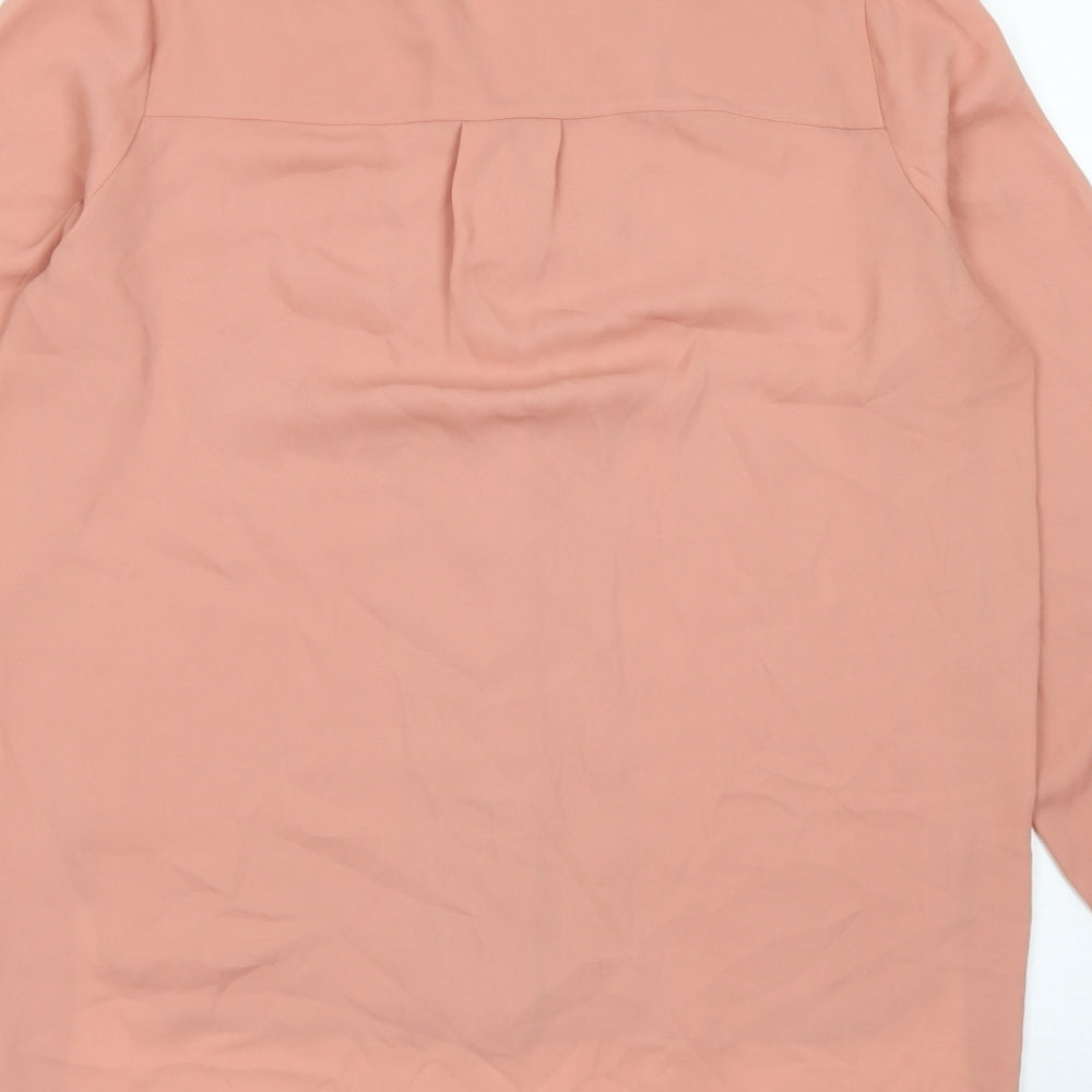 Mango Womens Pink Polyester Basic Blouse Size S Round Neck