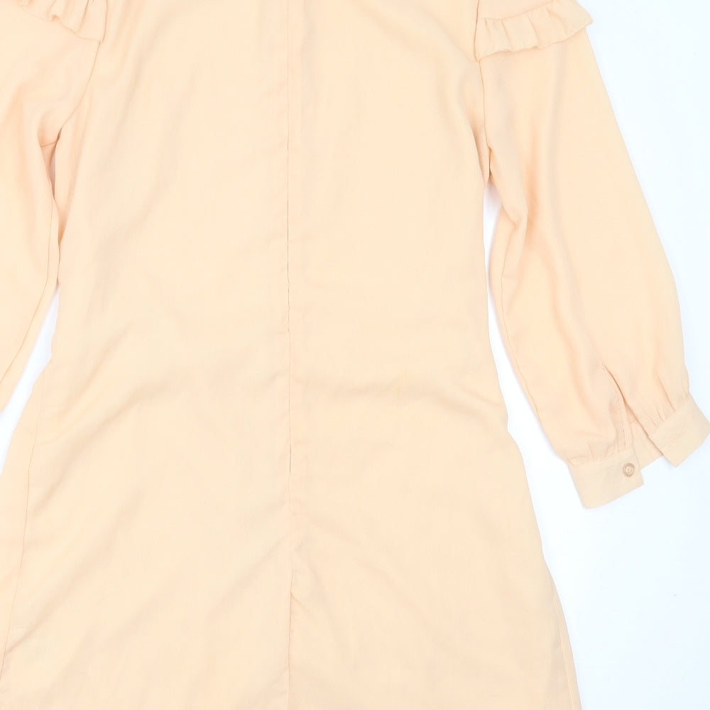 JEUVRE Womens Orange Polyester Shift Size 8 Round Neck