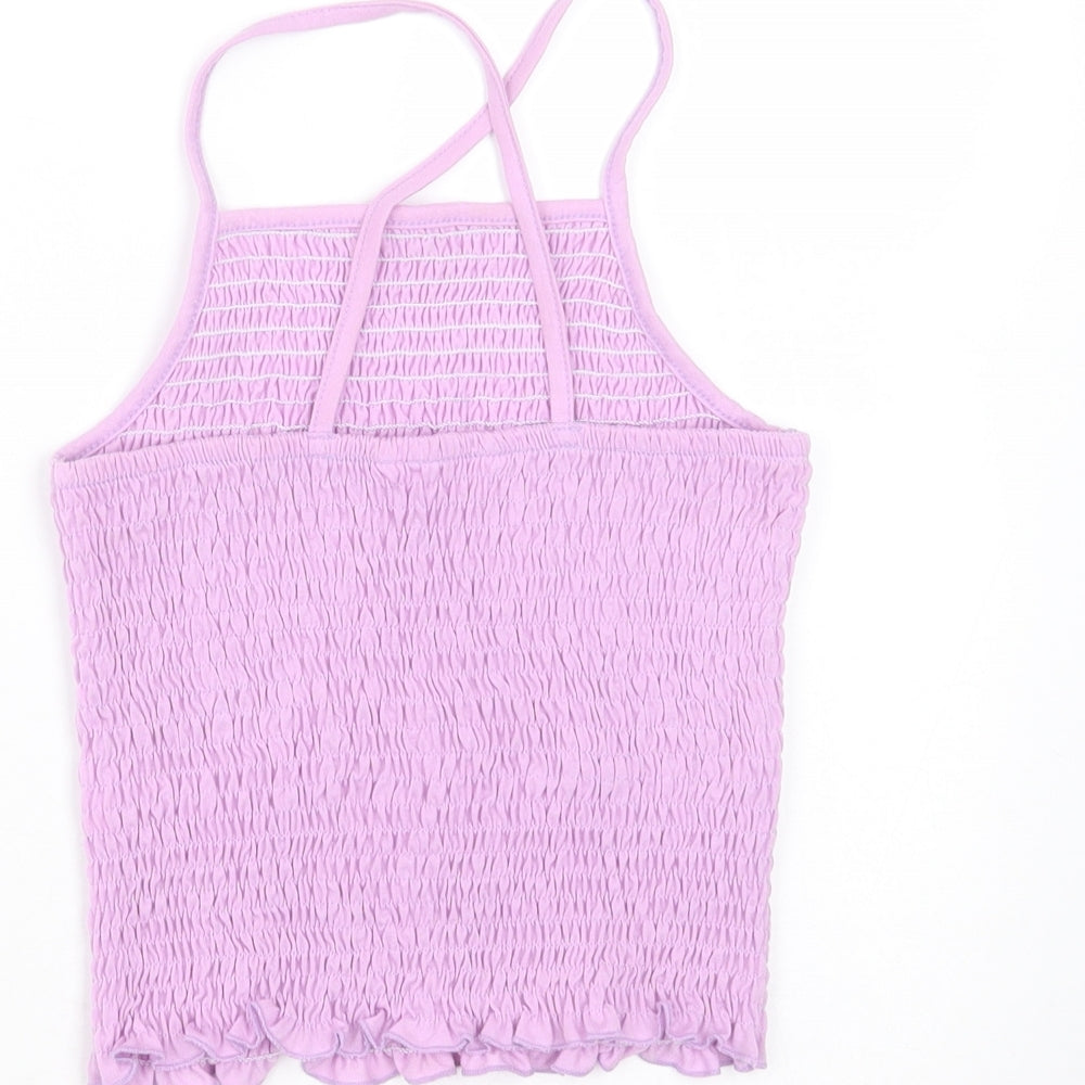Candy Girls Purple Polyester Basic T-Shirt Size 10 Years Square Neck