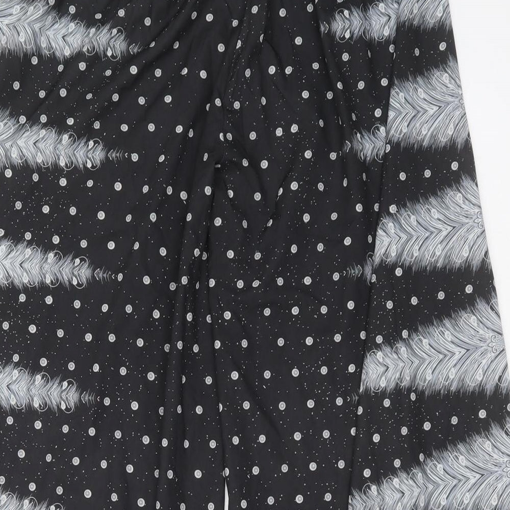 Preworn Womens Black Geometric Polyamide Trousers Size L L28 in Regular