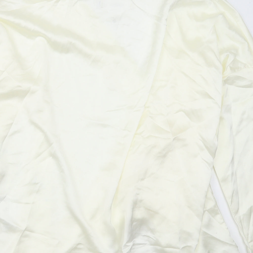 Missguided Womens Yellow Polyester Basic Blouse Size 10 V-Neck