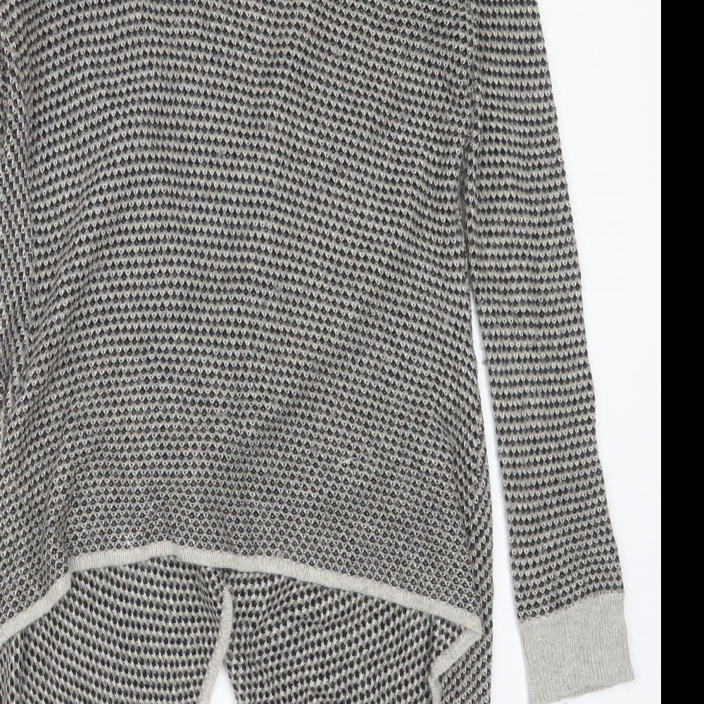 M&Co Womens Grey V-Neck Geometric Viscose Cardigan Jumper Size 14