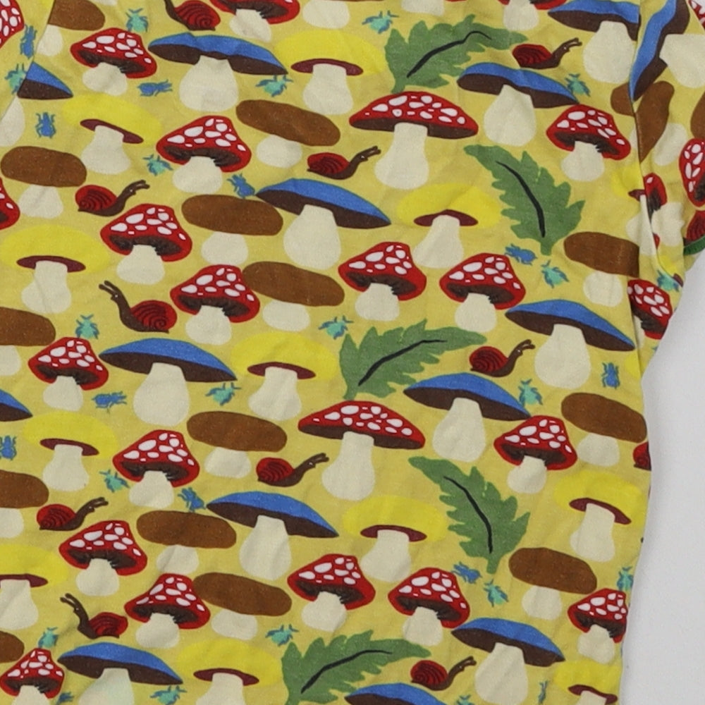 dunns Boys Yellow Geometric Cotton Basic T-Shirt Size 2-3 Years Crew Neck Pullover - mushroom print