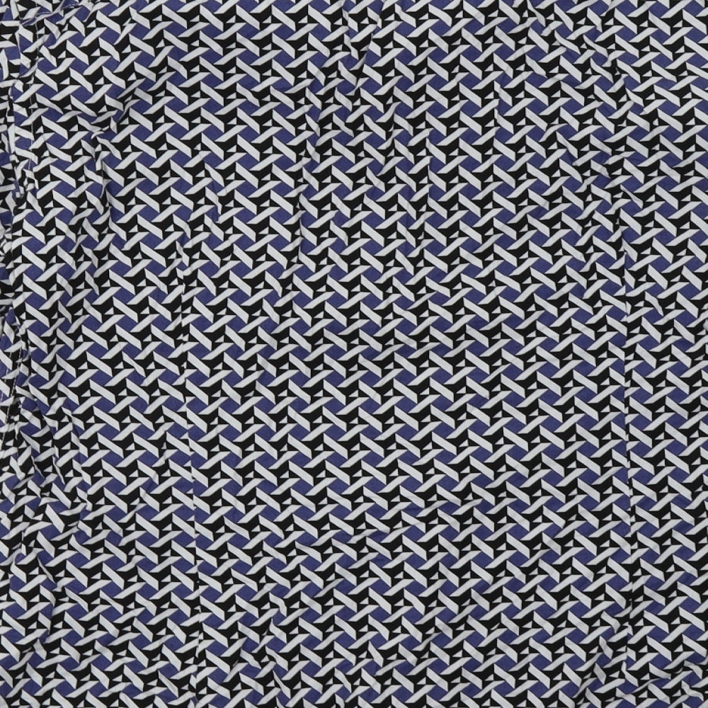 Burton Mens Blue Geometric Cotton Button-Up Size L Collared Button