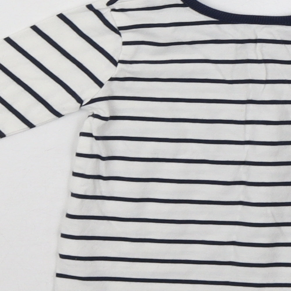 George Baby White Striped Cotton Basic Casual Size 6-9 Months Crew Neck Pullover