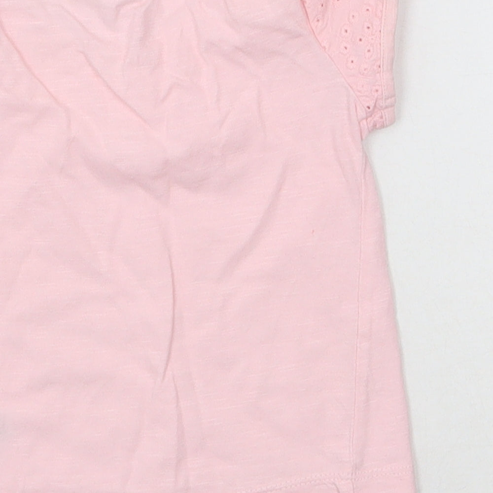 NEXT Girls Pink Cotton Basic T-Shirt Size 3-6 Months Round Neck Pullover