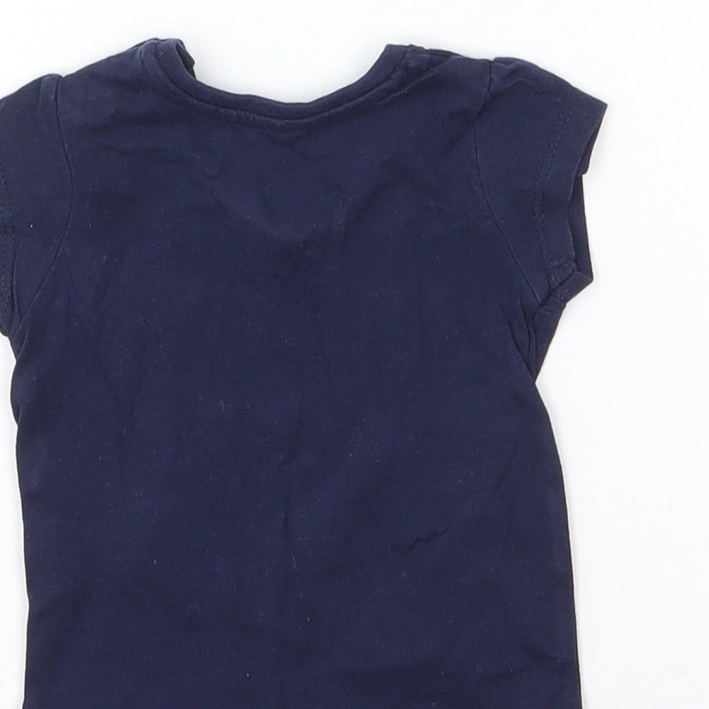Primark Girls Blue Cotton Basic T-Shirt Size 0-3 Months Round Neck Pullover - Life is Good