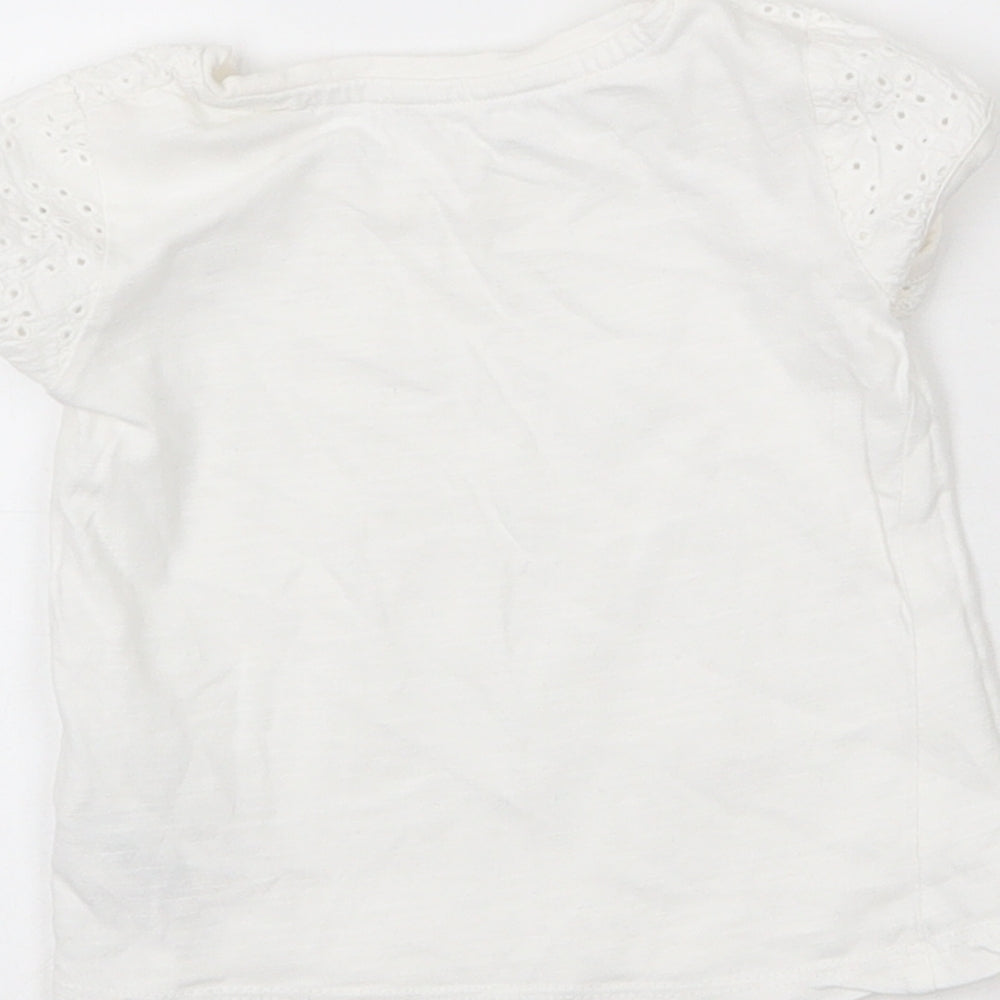 NEXT Girls White Cotton Basic T-Shirt Size 3-6 Months Roll Neck Pullover