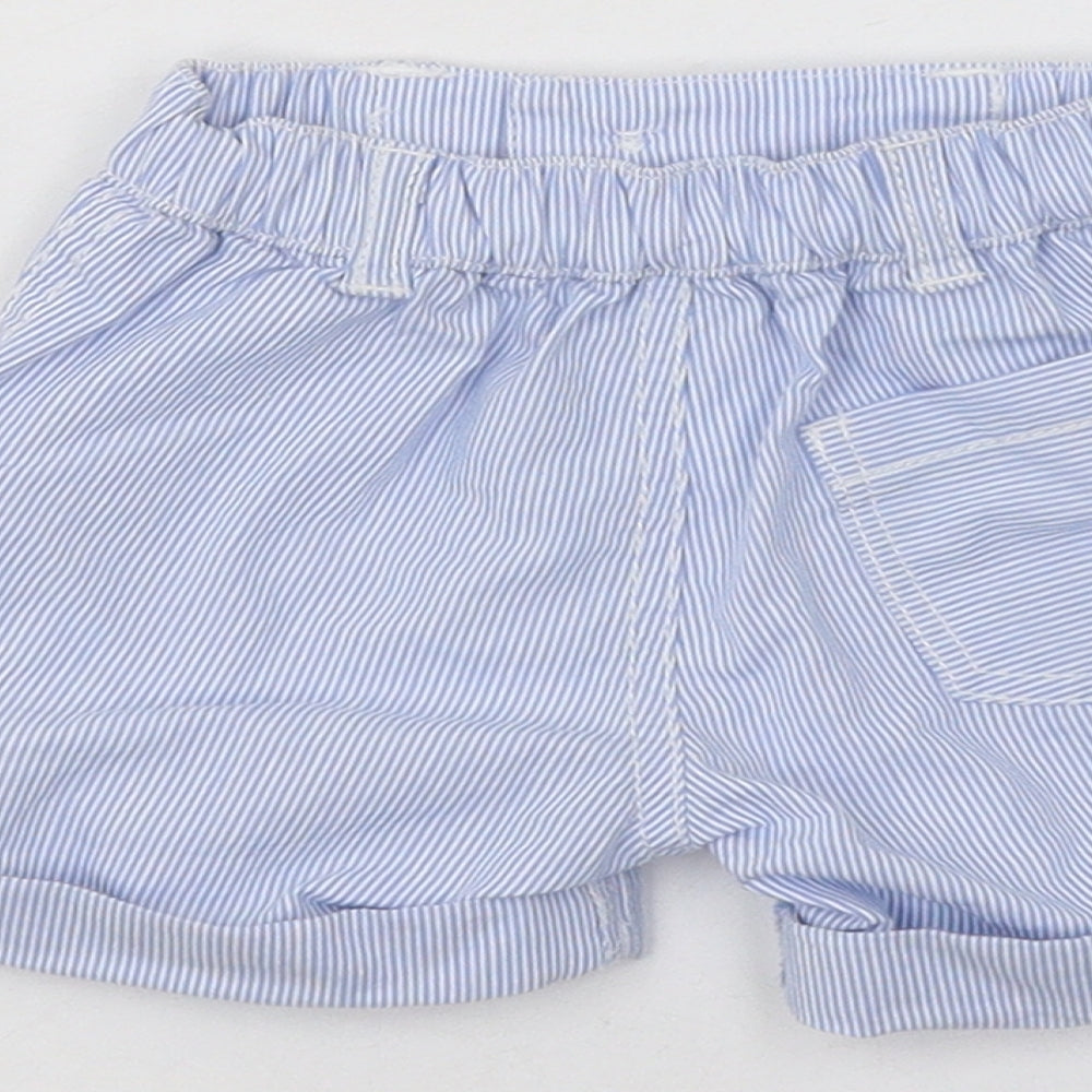 George Baby Blue Striped Cotton Jogger Trousers Size 0-3 Months Button