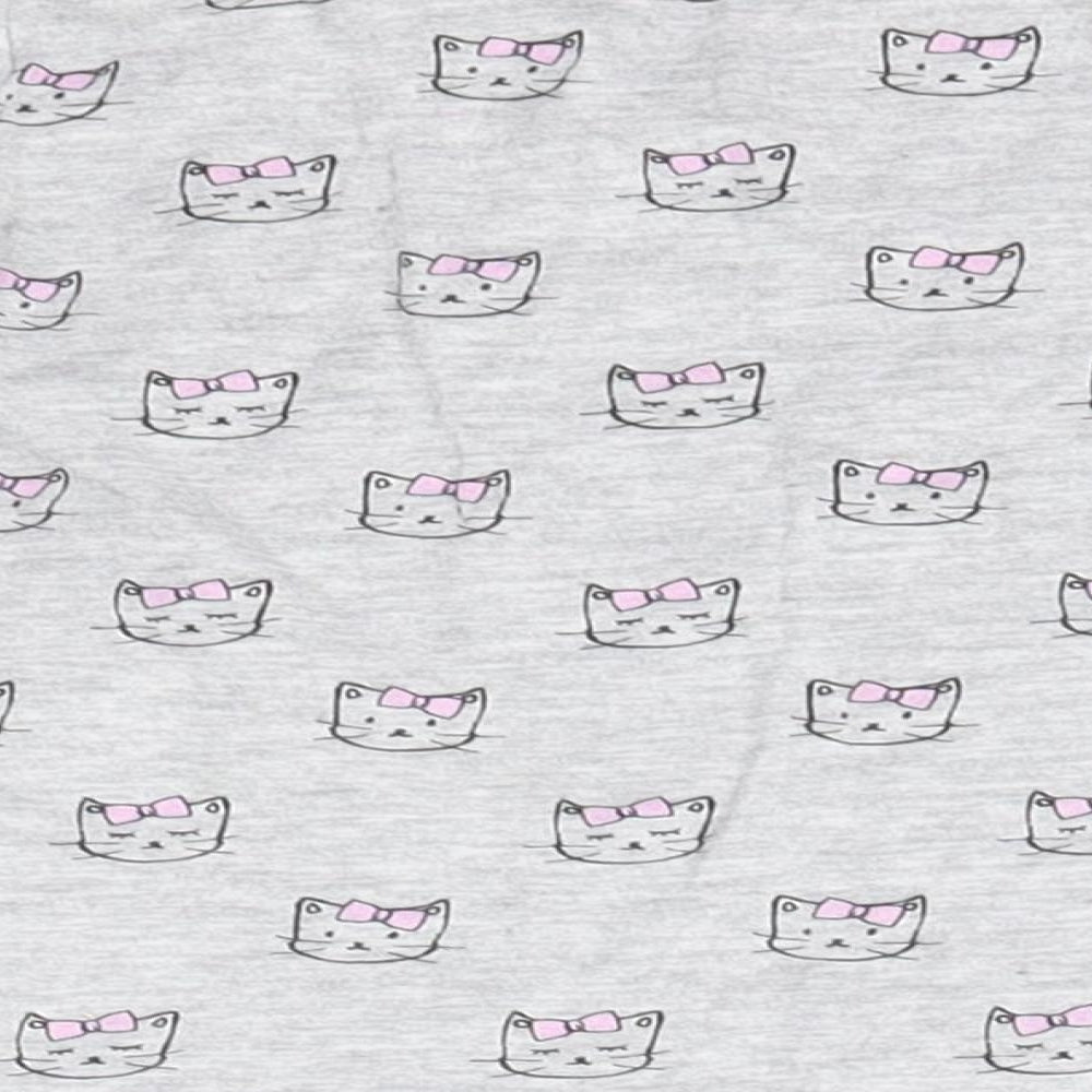 Young Dimension Girls Grey Cotton Basic Blouse Size 2-3 Years Round Neck - Cats