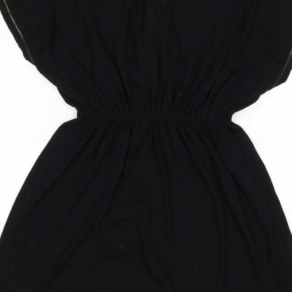 Papaya Womens Black Polyester Fit & Flare Size S V-Neck