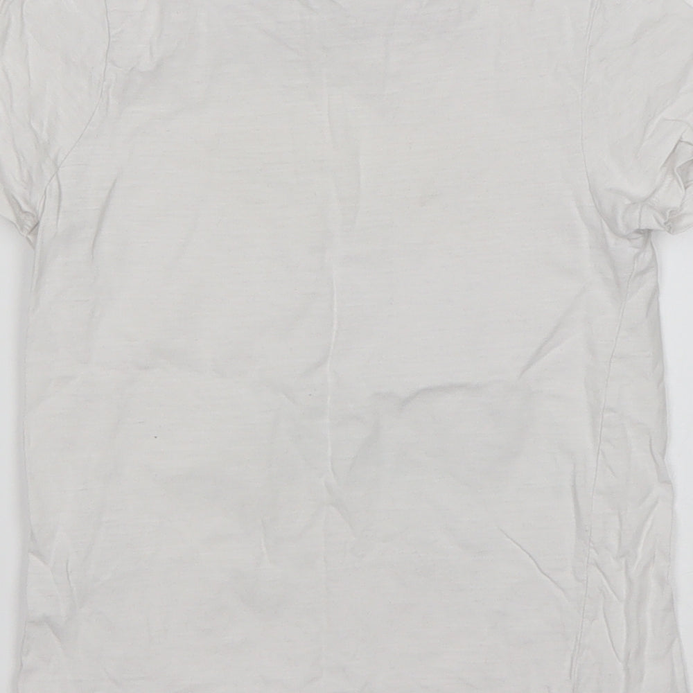 Matalan Girls White Animal Print Cotton Basic T-Shirt Size 7 Years Round Neck - Unicorn