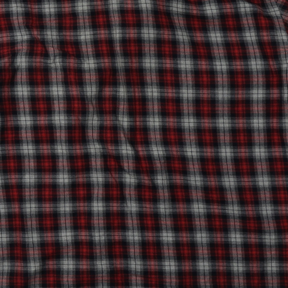 Gap Mens Red Check Cotton Polo Size M Collared Button