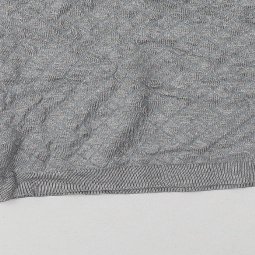 H&M Womens Grey Argyle/Diamond Viscose Pullover Sweatshirt Size XS - Cropped