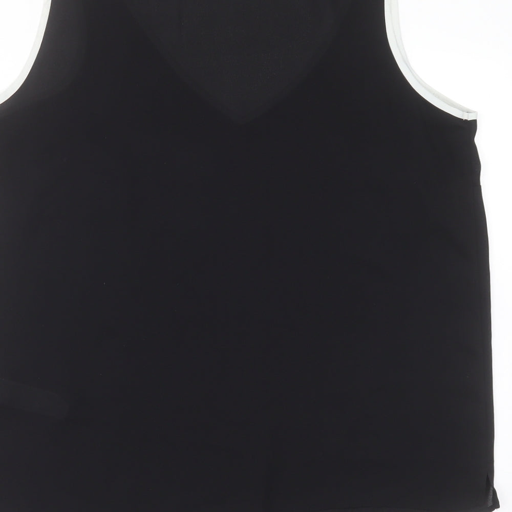 Marks & Spencer Womens Black Polyester Basic Blouse Size 14 V-Neck