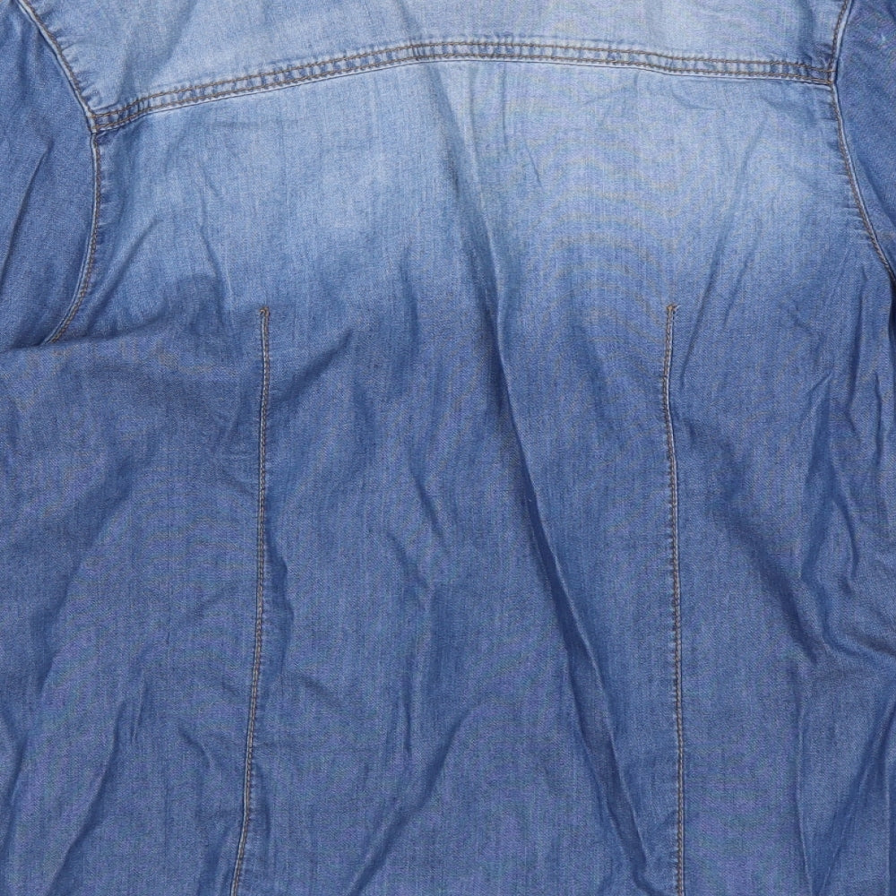 suitbelanco Womens Blue Basic Button-Up Size S Collared
