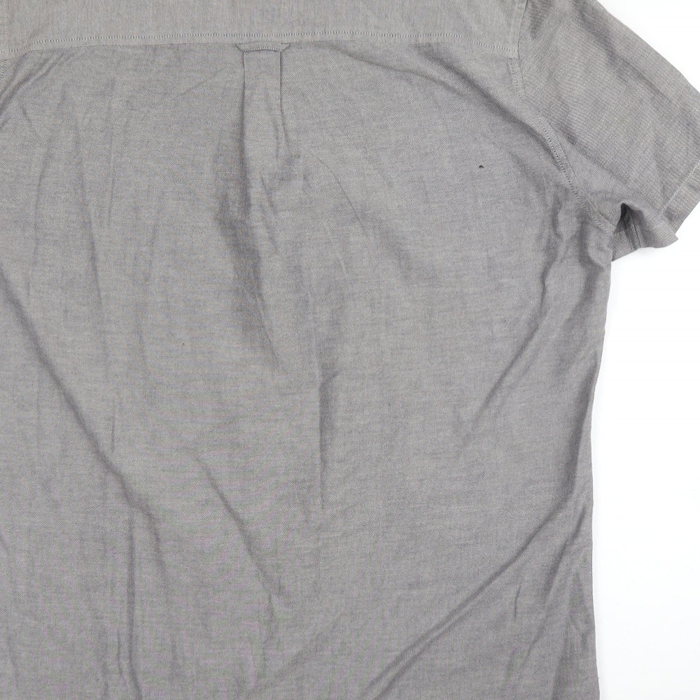 Burton Mens Grey Cotton Button-Up Size L Collared Button
