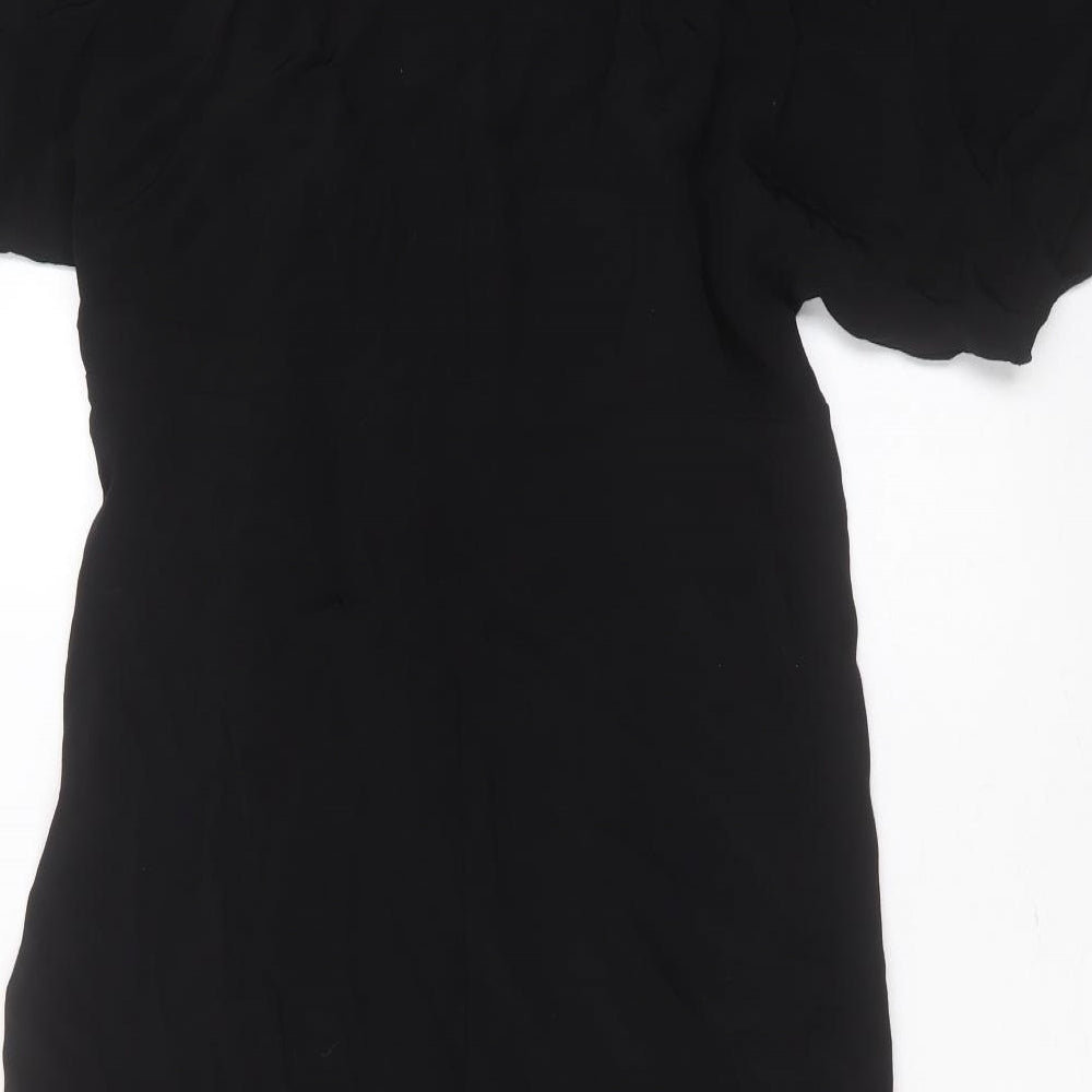 ASOS Womens Black Viscose Shift Size 8 V-Neck - tie Front Detail