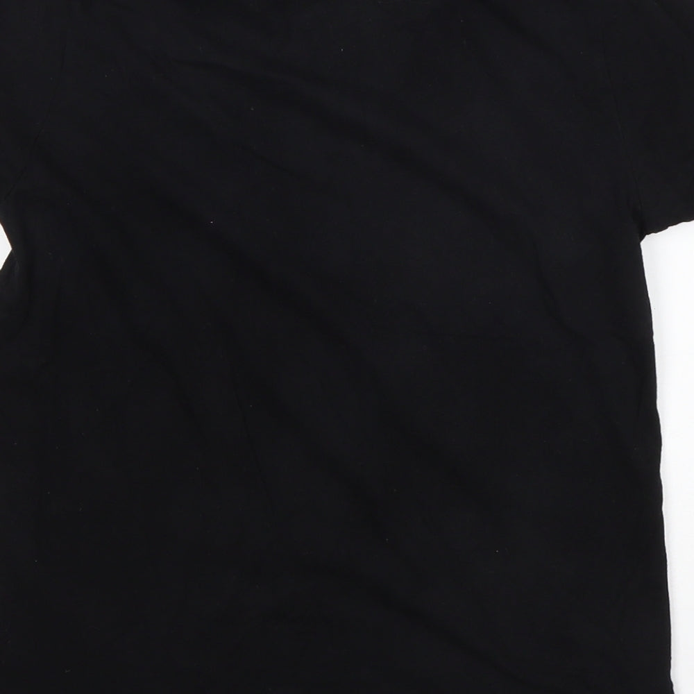 Primark Boys Black Floral Basic T-Shirt Size 8-9 Years Round Neck